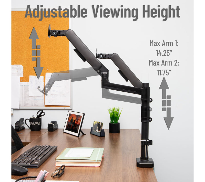 Mind Reader Dual Monitor Arm for 13-32 Inch Screens, Black — View 5