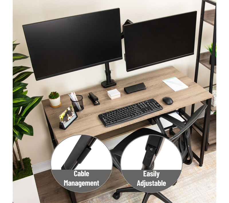 Mind Reader Dual Monitor Arm for 13-32 Inch Screens, Black — View 6