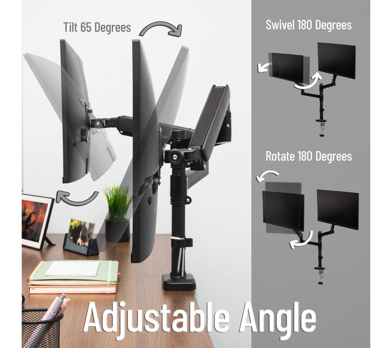 Mind Reader Dual Monitor Arm for 13-32 Inch Screens, Black — View 4