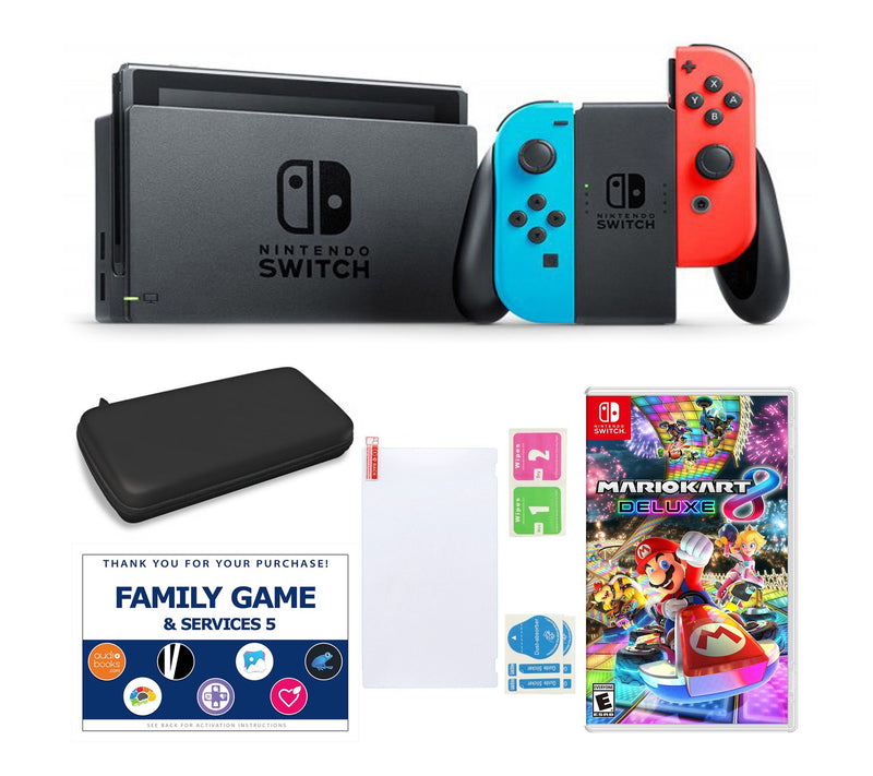 Nintendo Switch in Neon with MarioKart, Acceessories & Voucher — View 3