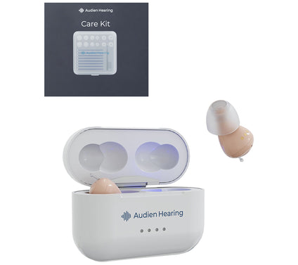Audien Atom Pro 2 Hearing Aids with Care Kit & Protection Plan