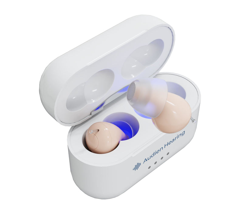 Audien Atom Pro 2 Hearing Aids with Care Kit & Protection Plan — View 3