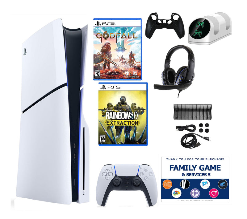 PS5 Slim Core with 2 Games, Accessories Kit & Voucher — View 3