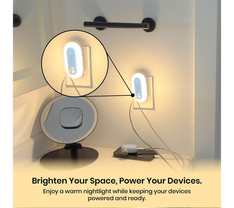 Uncaged Ergonomics Set of 2 Motion Sensor Night Light Power Hub — View 14