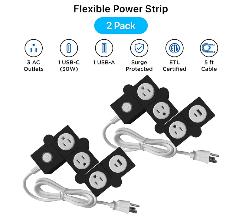 Uncaged Ergonomics Flexible 2 Pack Extension Cord — View 14