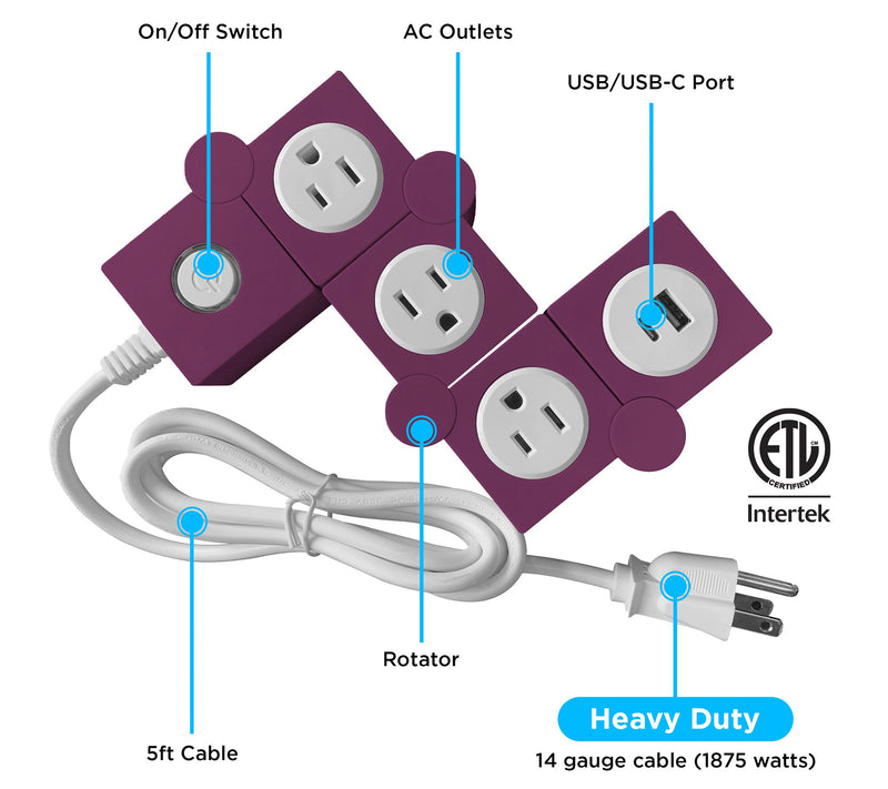 Uncaged Ergonomics Flexible 2 Pack Extension Cord — View 18