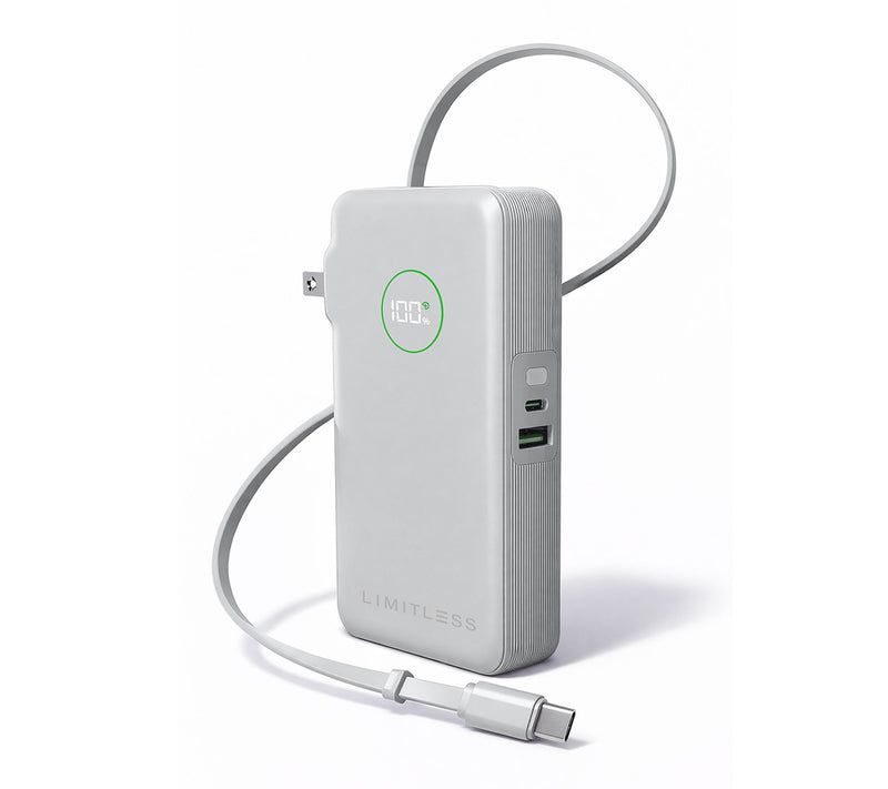 Limitless 10,000 mAh Fast Charge Power Bank with AC & Bulit-in Cable — View 15
