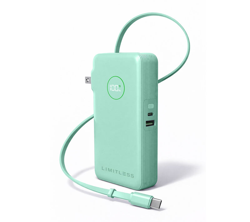 Limitless 10,000 mAh Fast Charge Power Bank with AC & Bulit-in Cable — View 16