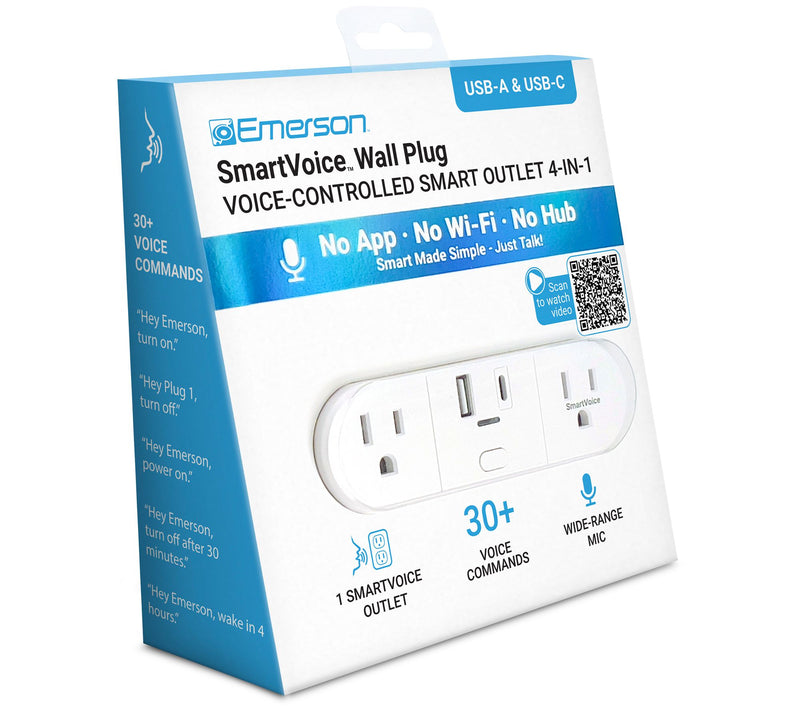 Emerson SmartVoice Dual Wall Plug USBAC 2-Pack — View 2