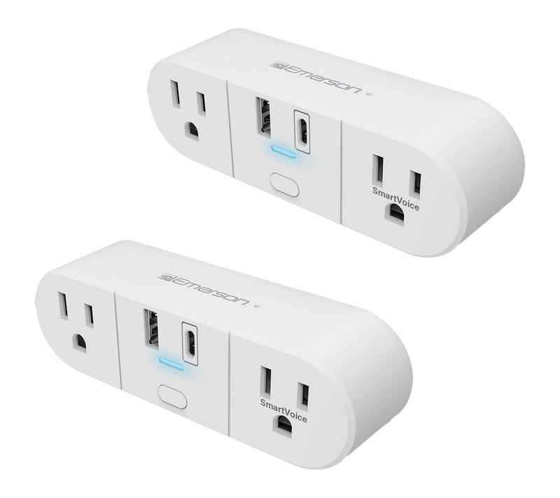 Emerson SmartVoice Dual Wall Plug USBAC 2-Pack — View 7