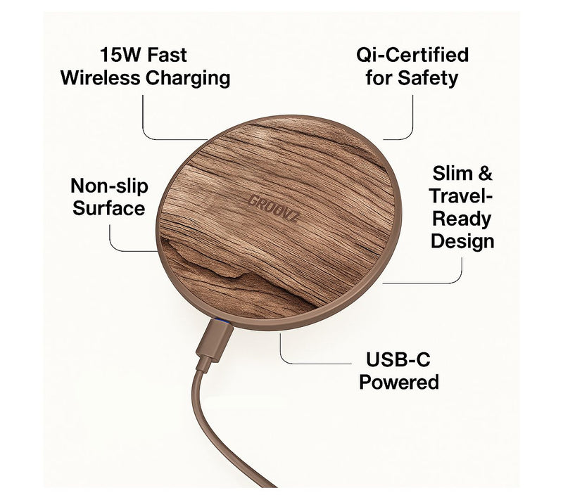 Groovz 15W Wireless Charging Pad with 40"L Cable — View 20