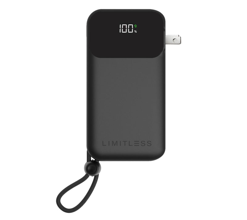 Limitless 10,000mAh Power Bank with AC Plug and Built-In Cables — View 3