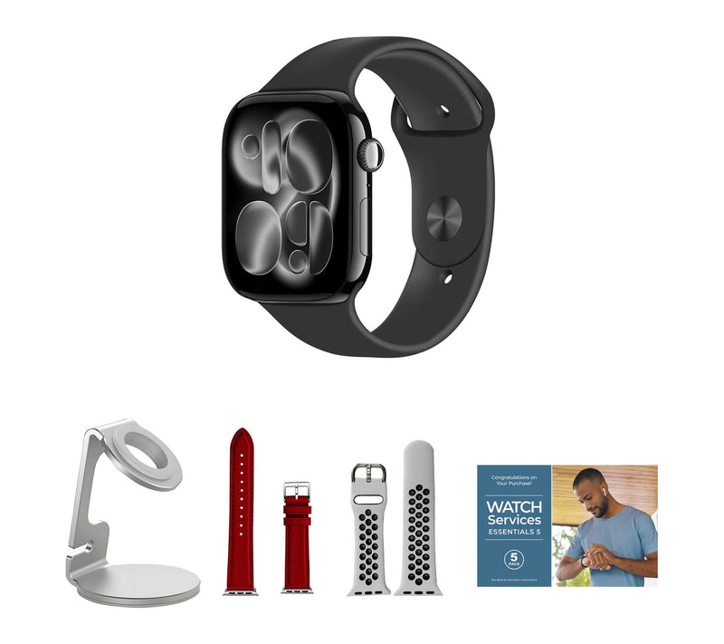 Apple Watch Series 11 GPS 42mm S/M with Leather Band & Charging Stand — View 34