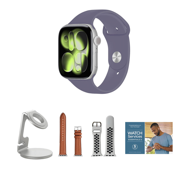 Apple Watch Series 11 GPS 46mm M/L with Leather Band & Charging Stand — View 28