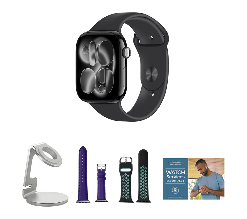 Apple Watch Series 11 GPS 46mm M/L with Leather Band & Charging Stand — View 31