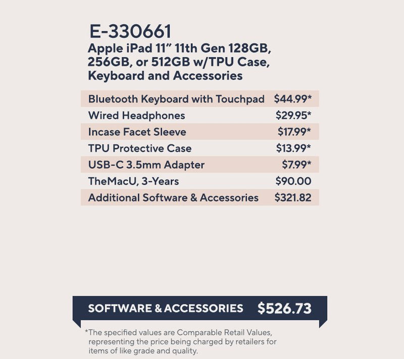 Apple iPad 11" 11th Gen 128GB w/ TPU Case, Keyboard & Accessories — View 3