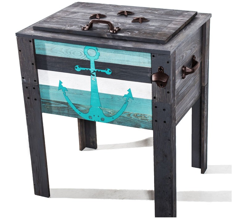 Backyard Expressions 45-Quart Gray Wooden Anchor Cooler — View 3