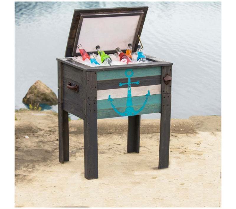 Backyard Expressions 45-Quart Gray Wooden Anchor Cooler — View 7
