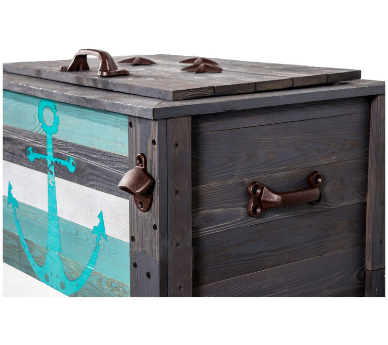 Backyard Expressions 45-Quart Gray Wooden Anchor Cooler — View 4