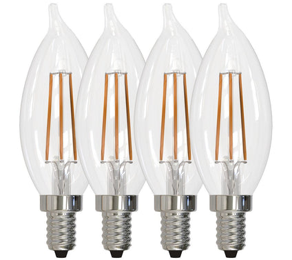 Bulbrite 4.5W Warm White CA10 LED Chandelier Light Bulbs, 4PK