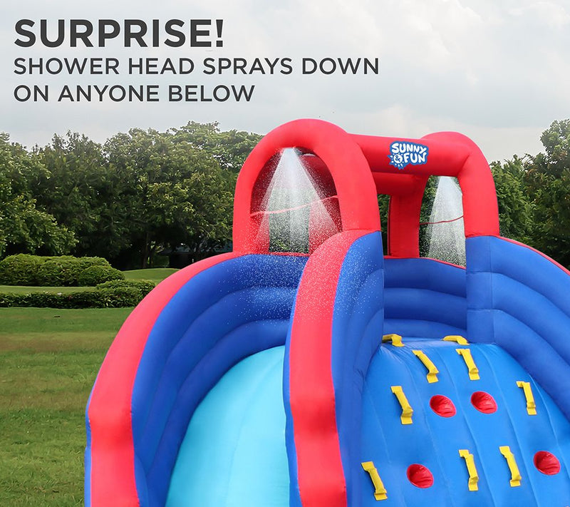 Inflatable Water Park with Climbing Wall and Dual Slides — View 8