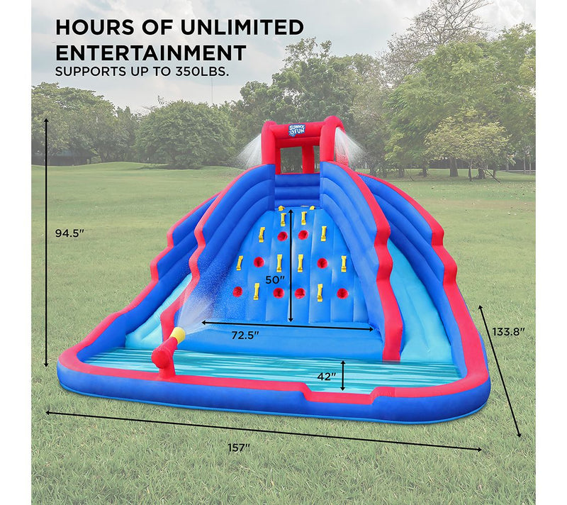 Inflatable Water Park with Climbing Wall and Dual Slides — View 6
