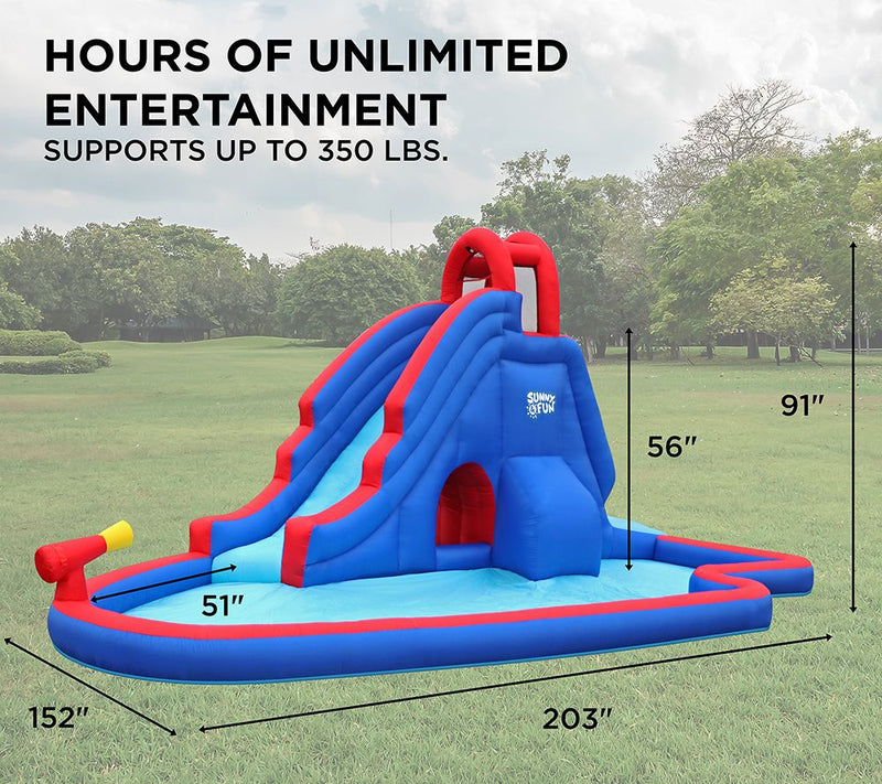 Sunny & Fun Inflatable Water Park w/ Slide & Water Gun — View 6