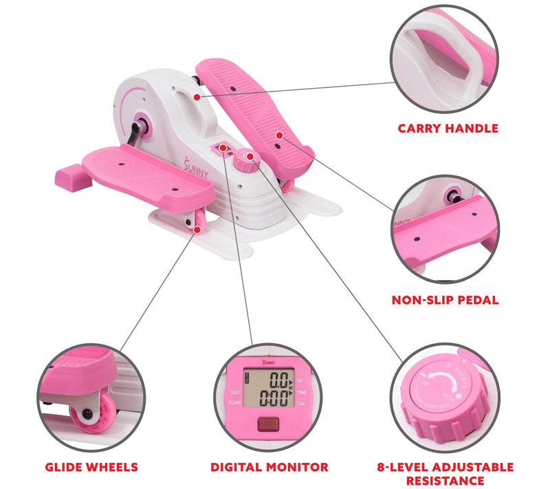 Sunny Health & Fitness Pink Under Desk Elliptic al P2030 — View 8