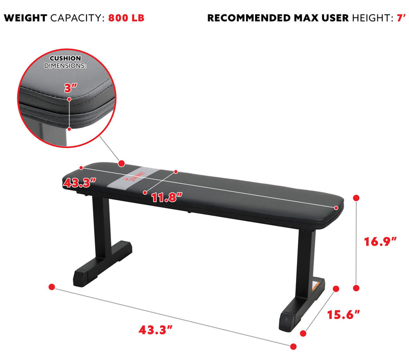 Sunny Health & Fitness Flat Weight Bench SF-BH6 20037 — View 9