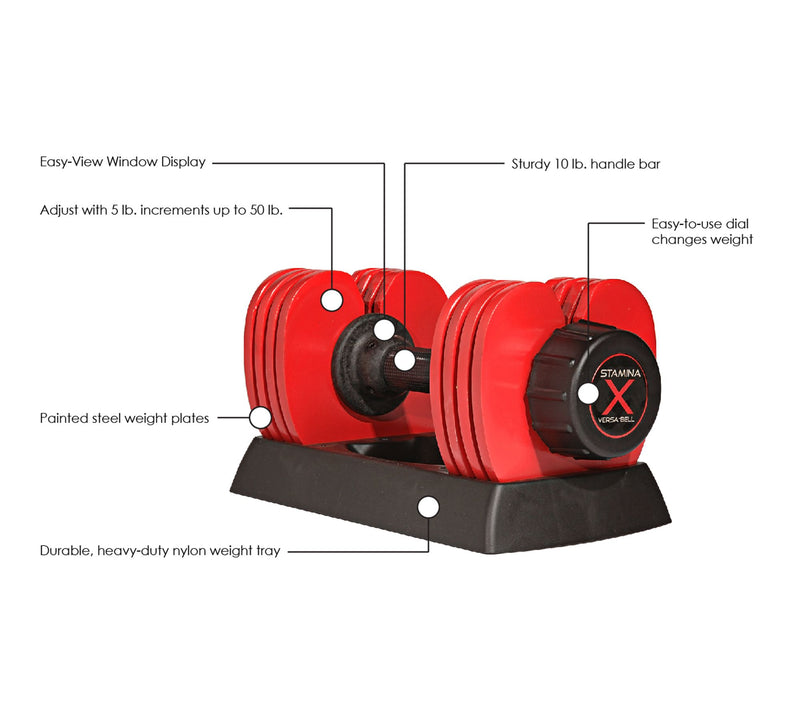 Stamina Adjustable Up to 50lbs Versa-Bell Dumbbll — View 4