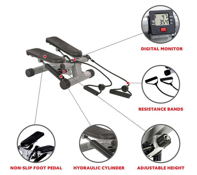 Sunny Health & Fitness Mini Stepper with Bands — View 5