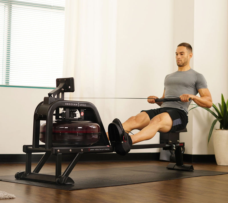 Sunny Health & Fitness Obsidian Surge Water Rower — View 8