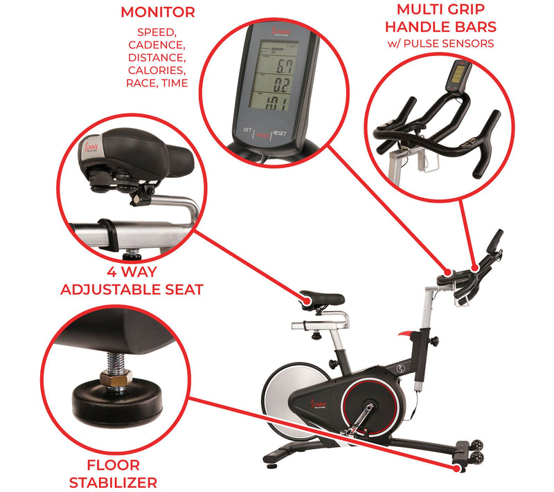 Sunny Health & Fitness Belt Drive Magnetic Indoor Cycling Bik — View 7