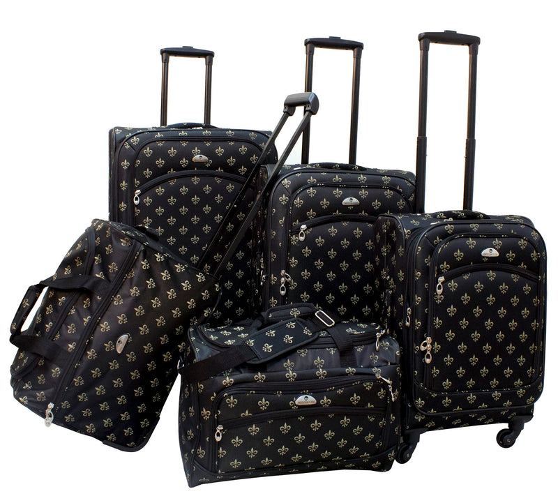 American Flyer Fleur de Lis 5-Piece Spinner Luggage Set — View 3
