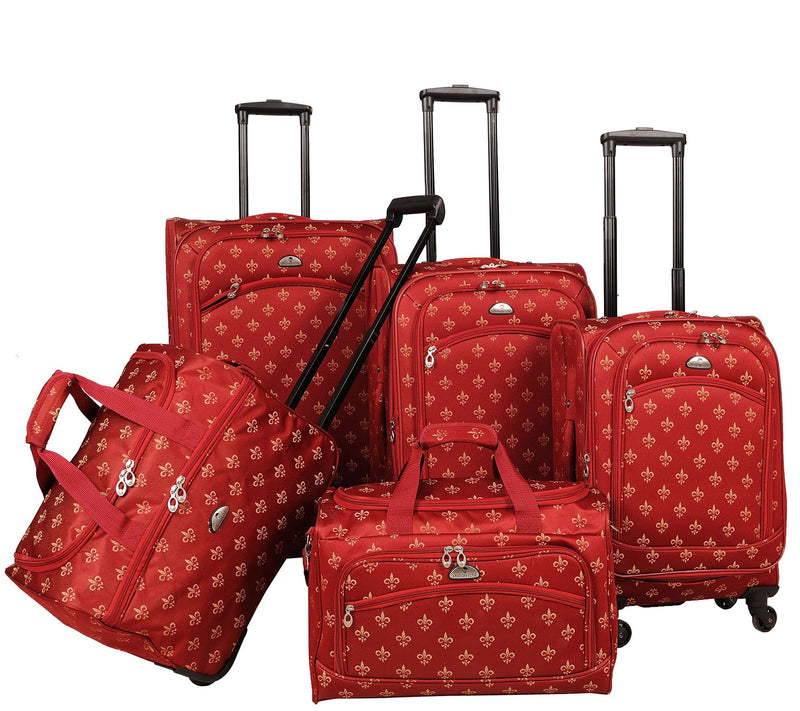 American Flyer Fleur de Lis 5-Piece Spinner Luggage Set — View 5