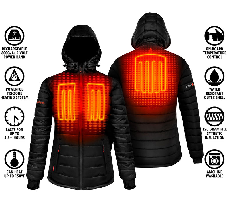 ActionHeat Women's 5V Battery-Heated Puffer Jacket W/ Hood — View 5