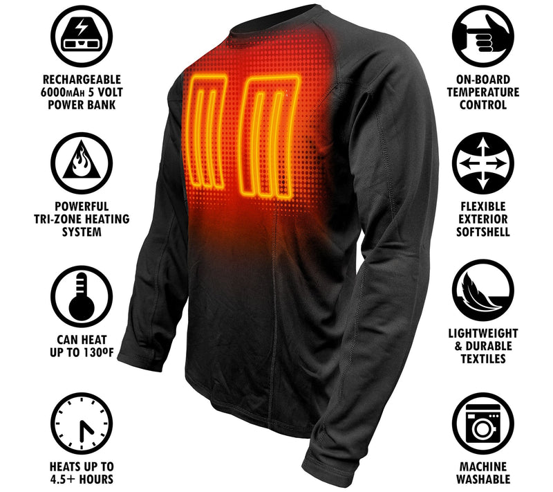 ActionHeat Men's 5V Battery Heated Base Layer Shirt — View 5