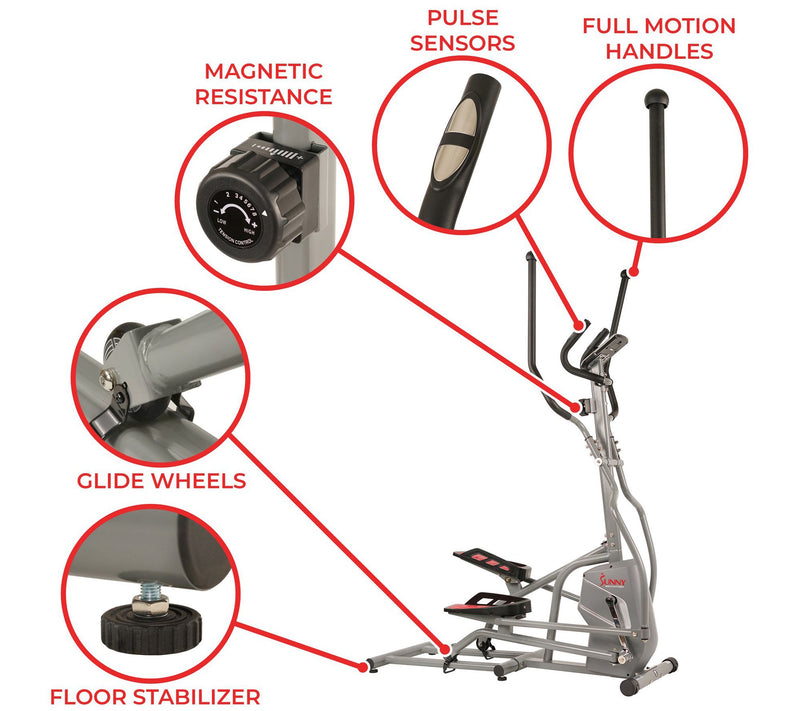 Sunny Health & Fitness Magnetic Elliptical Trainer — View 3