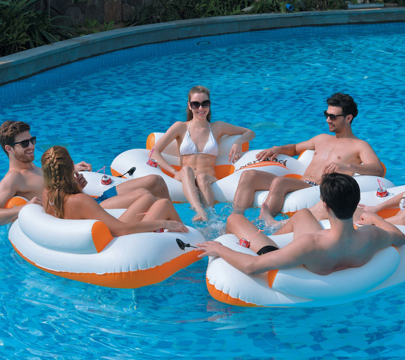 Pool Central 85 " White Riverla nd Pool Sofa fo r Two — View 3