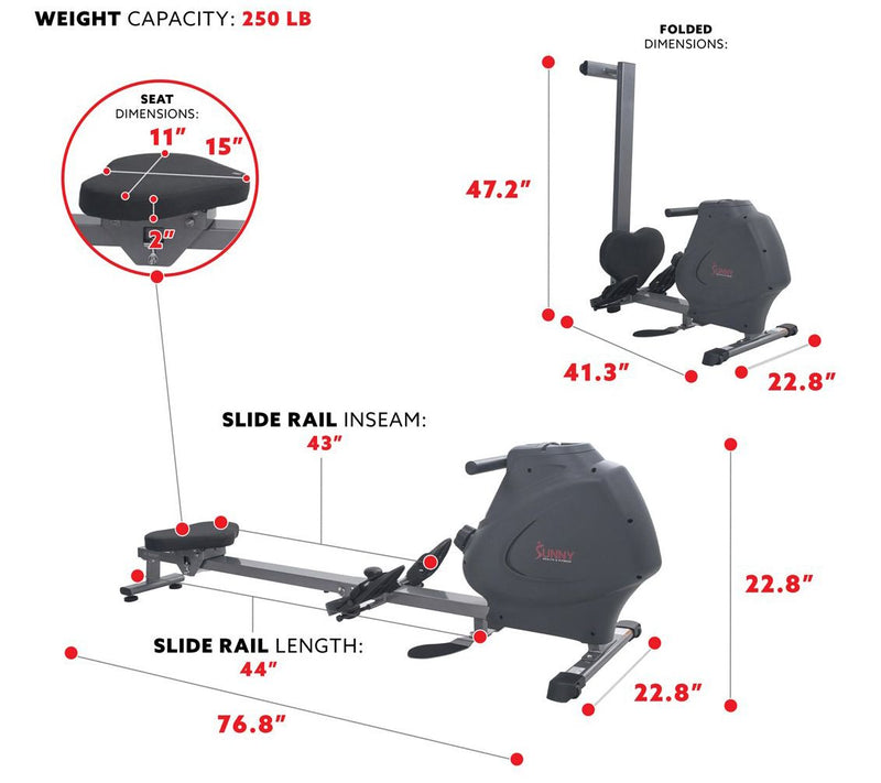 Sunny Health Fitness Multifunction Rowing Machine SF-RW5941 — View 5