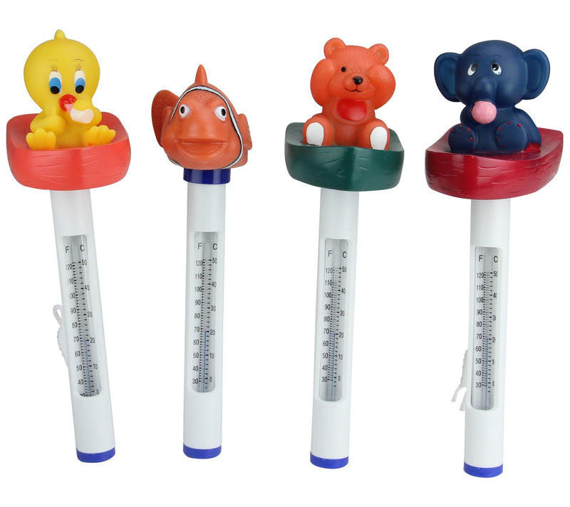 Set of 4 White and Orange Baby Floating Pool Thermometer — View 3