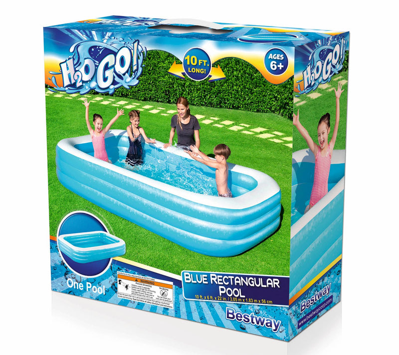 Bestway H2OGO Rectangular Inflatable Family Pool, Blue — View 5