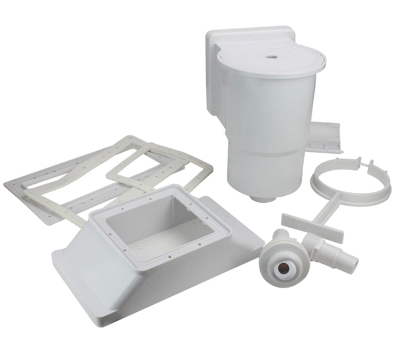 13.75" White Wide Mouth Thru Wall Skimmer with Brace and Face — View 5