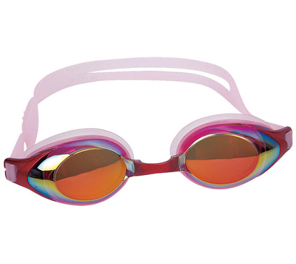 7" Pink Mirrored Competition Swimming Goggles