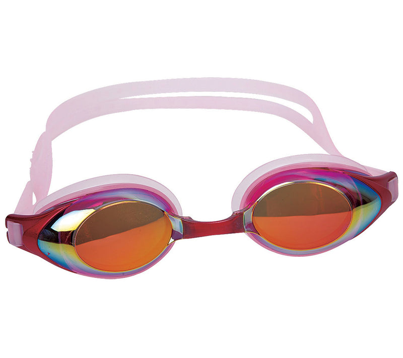 7" Pink Mirrored Competition Swimming Goggles — Main view