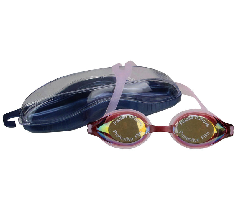 7" Pink Mirrored Competition Swimming Goggles — View 5