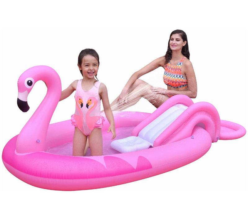 83" Inflatable Pink Flamingo Kiddie Pool with S prayer — View 4
