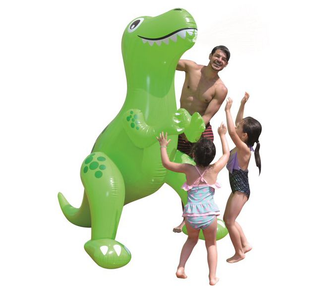 6.75' Inflatable Green Jumbo Dinosaur Water Sprayer — View 4
