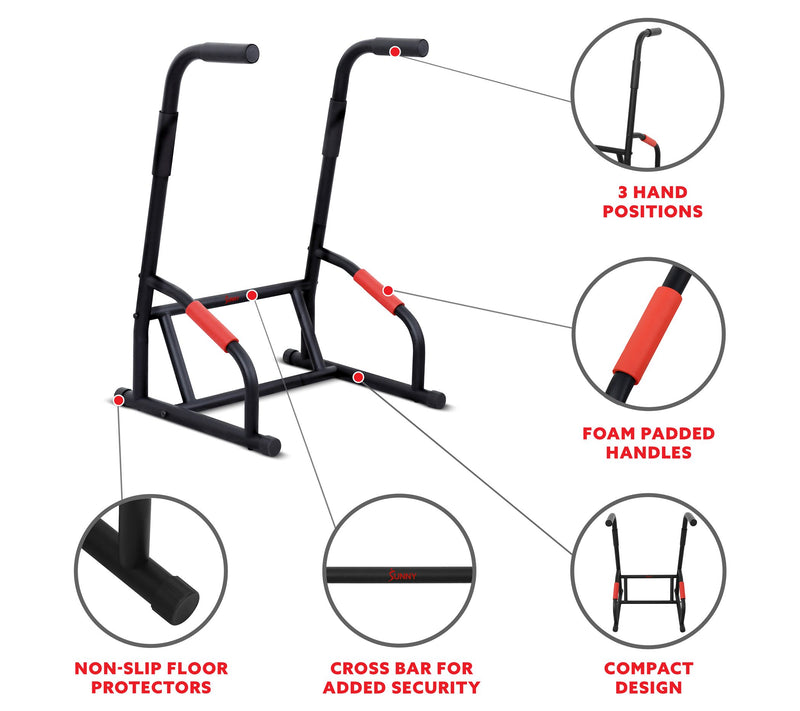Sunny Health & Fitness Multifunction Dip Statio n Strength Bar — View 4