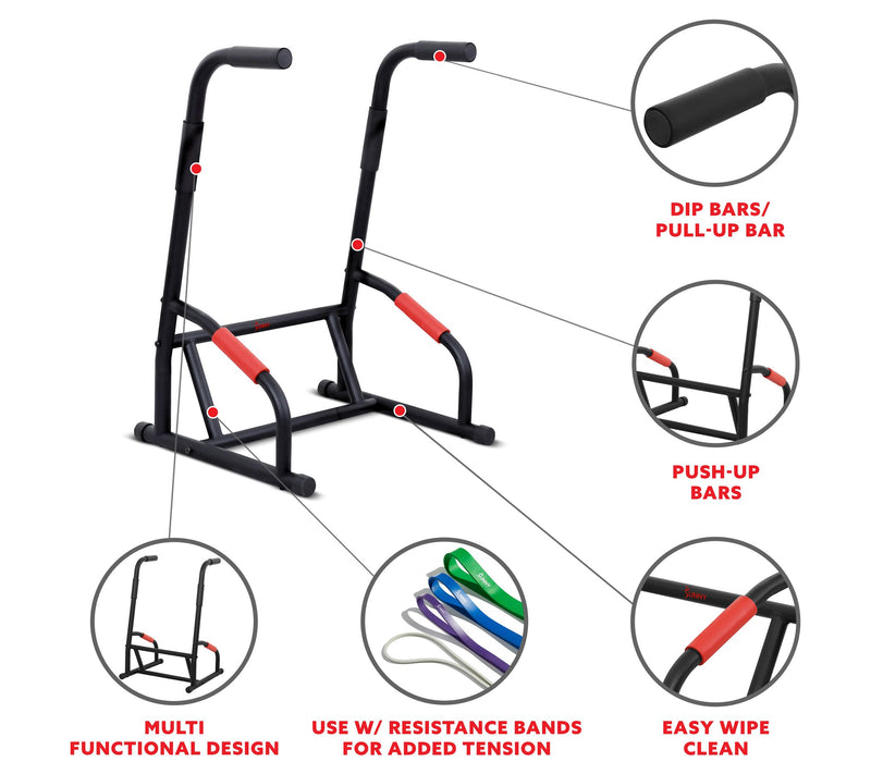 Sunny Health & Fitness Multifunction Dip Statio n Strength Bar — View 5